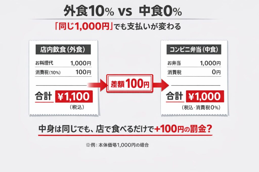 レシート比較(外食 vs 中食)