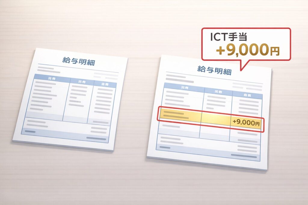 給与明細（1万円 vs 1.9万円）